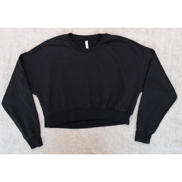 Fabletics Year Round Black Terry Cropped Sweatshirt Womens Size XL - Picture 1 of 10